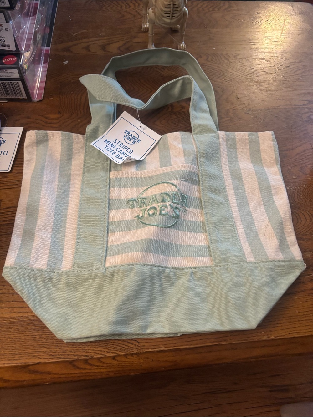 Trader Joe’s mini striped mint tote nwt